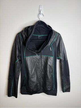 Freddy active hoody Black Hooded Pullover with Green Contrast Stitching large
